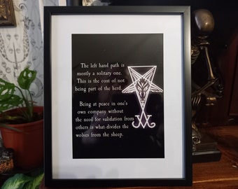 Arte enmarcado "Camino de la mano izquierda", rareza, curiosidad, macabro, gótico, bruja, brujería, killstar, ocultismo, satánico, Baphomet, cabra de Mendes