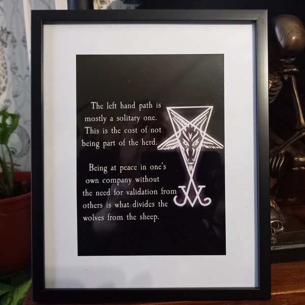Oddity Curiosity macabre goth gothic witch witchy witchcraft killstar occult satanic baphomet goat of mendes "Left hand path" framed art