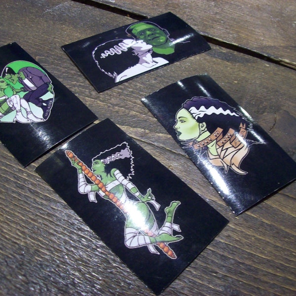 Psychobilly Punk Alternative Goth Gothic NuGoth Witchy horror undead  "Bride Of Frankenstine"  inspired set of 4 Fridge magnets By "Yayzus"