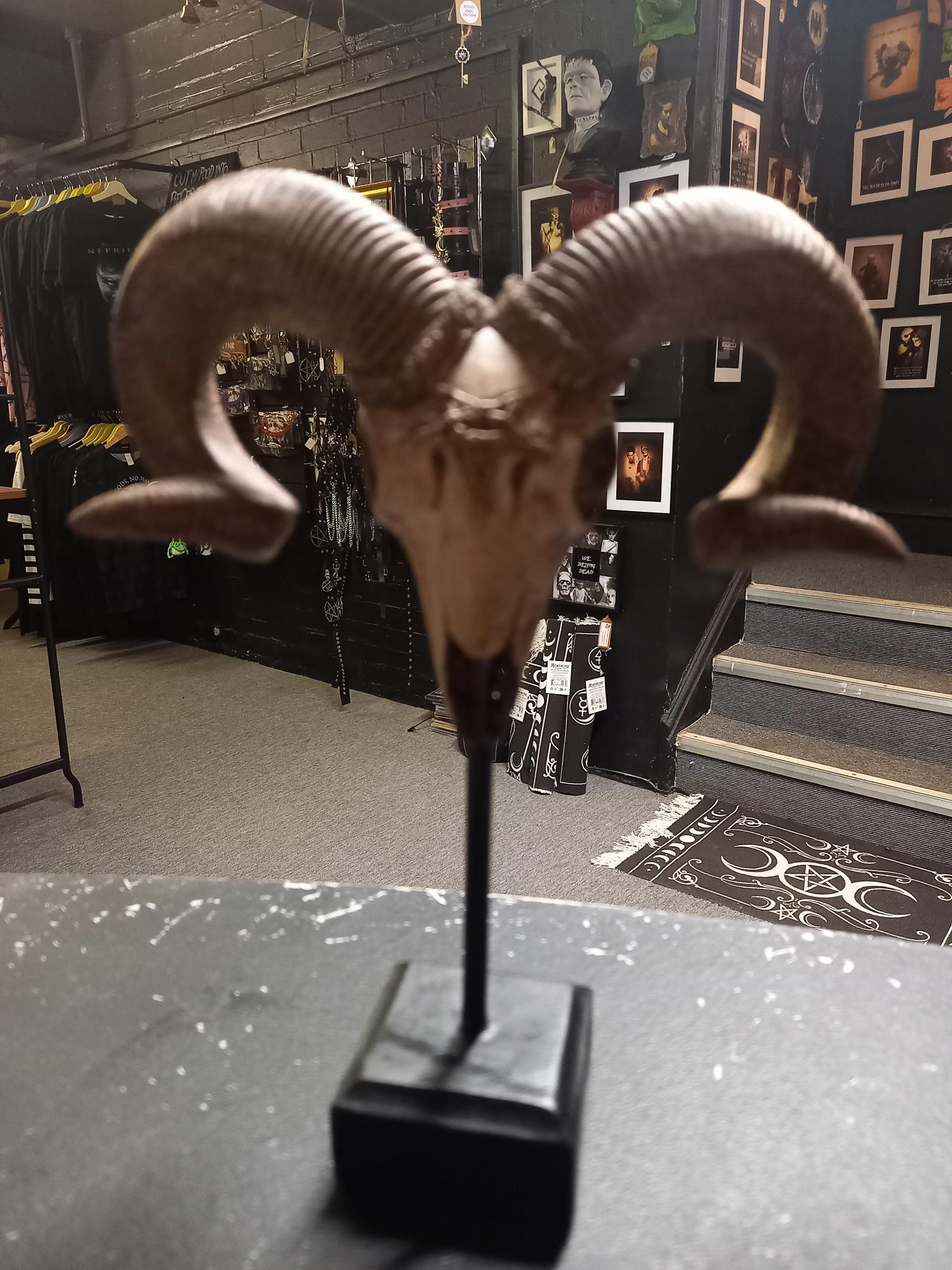 Repurposed ASDA Halloween decoration Goth Gothic Witchy Satanic "Ram skull ornament with sculpted inverted pentagram"