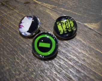 Set Of Three pin badges ,  Type O Negative "Inspired" :goth witchy doom metal