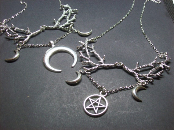 Kawaii Pastel Nu Neo Goth Gothic Witchy fashion Occult Witch Witchcraft Pagan Wicca Tree Branches Goddess necklace