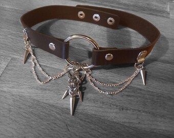 Black Faux Leather O Ring Collar 