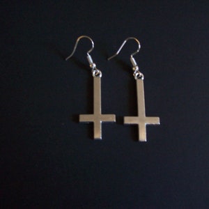 Nu Pastel Goth Gothic Black Metal Pagan Witchy Wicca Occult satanic Lucifer "Antichrist Range" Pair Of Inverted Cross Earrings