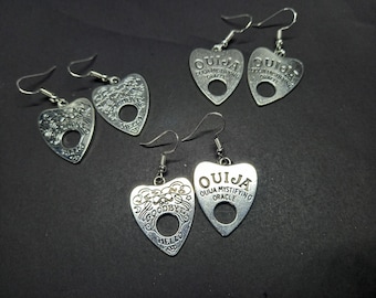 Oddity curiosity goth gothic witchy witch witchcraft spirit board pagan satanic spiritual "Ouija planchette  Mystifying oracle earrings"