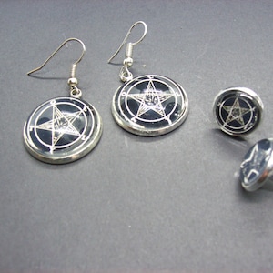 Pastel Nu Goth Gothic Witchy Witch Witchcraft Occult Satanic church of Satan Lucifer   Wicca&quot;Goat of Mendes In Pentagram&quot; Earrings