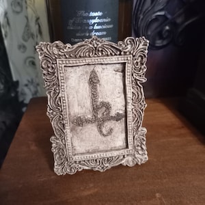 Unique oddity curiosity Goth Gothic witchy witch witchcraft occult satanic&quot; hand sculpted Sigil of Lilith Baroque frame&quot; Aged bone finish