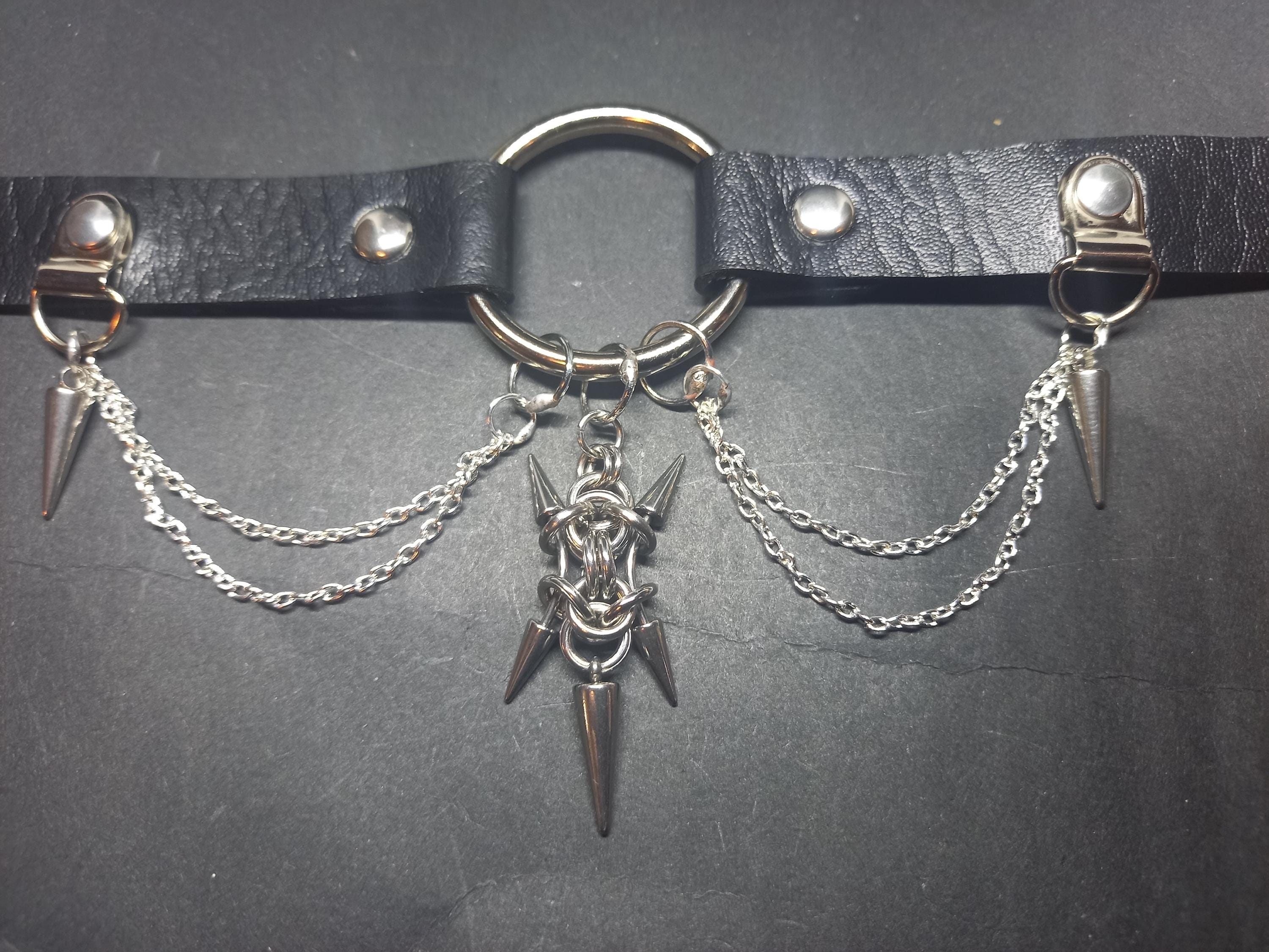 Black Faux Leather O Ring Collar 