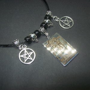 Kawaii Pastel Nu Neo Gótico Bruja moda Ocult satánico Pagano Unisex El Alto Tarot tarot tarjeta calaveras & pentagrams collar