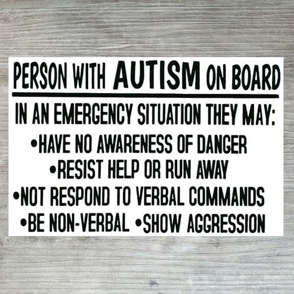 Person With Autism On Board Sticker Vinyl Decal - Car Accessory Bumper Sticker  - 22cm x 14cm