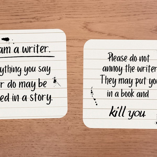 Writer Theme Coasters  - A great gift for any Novelist - 2 Designs Available