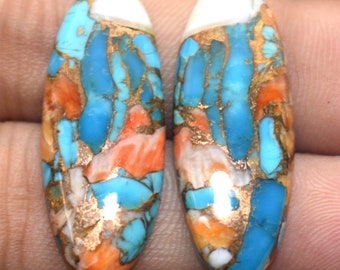Natural Orange Copper Turquoise Gemstone 35x25x6.5 mm 1 Pcs Orange Mohave Cabochon Turquoise Jewelry Making Cabochon- OT276 Oval Shape