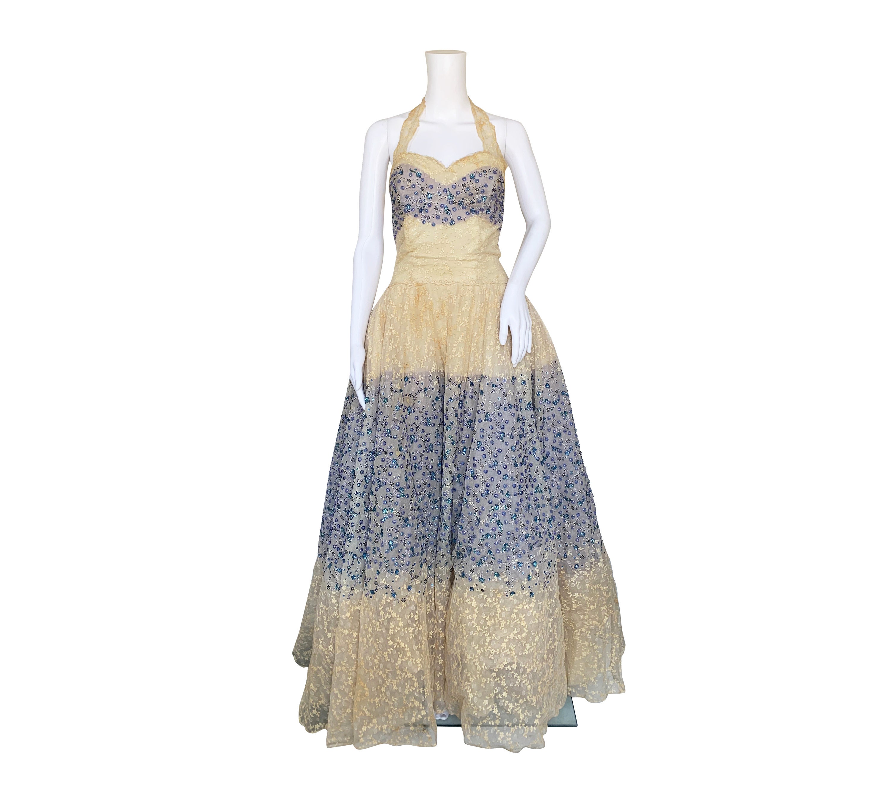 1950s Norman Hartnell Couture Dress