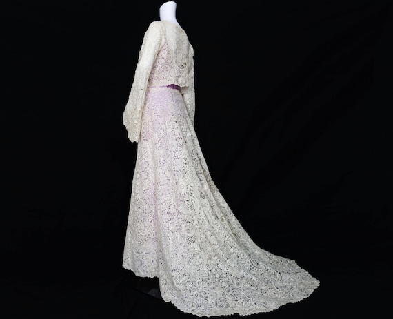 1880s Brussels Lace Wedding Dress Ensemble - SOLD