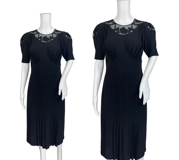 1940s Black Crepe Dress