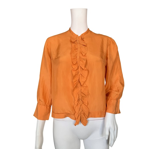 1930s Apricot Silk Ruffle Blouse