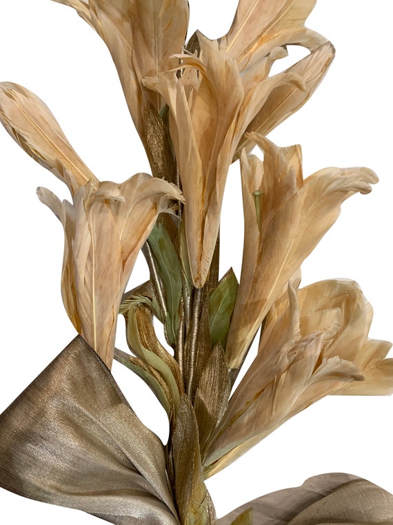 1930s Feather and Lam\u00e9 Floral Bouquet