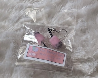Lindos aretes de resina rosa Boba