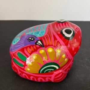 Mexican pottery folk art Frog trinket box