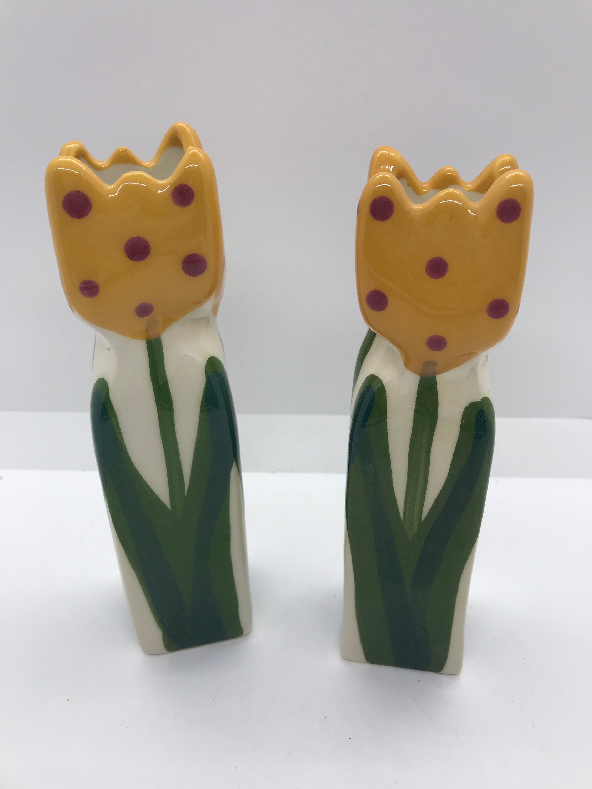 Pair of yellow tulip vases Etsy