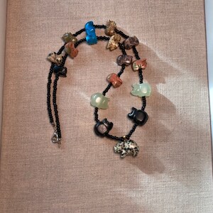 Piggy fetish necklace, natural stone 20” long