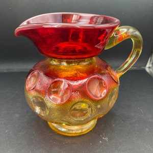 Vintage Amberina coin dot pitcher creamer 4.25” tall.