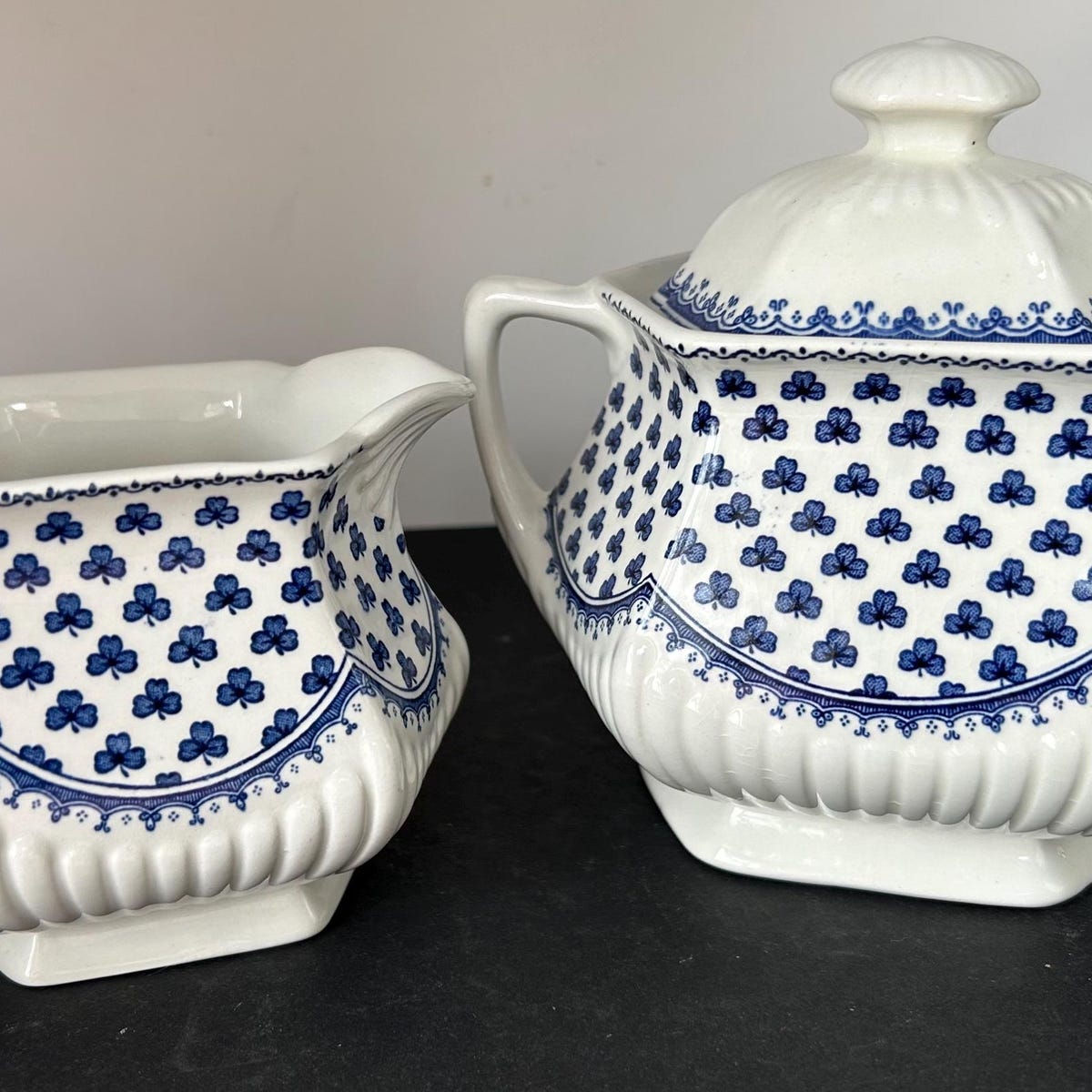 English Ironstone Sugar Bowl and Creamer Set, Adams, Blue and White Brentwood Pattern - Etsy