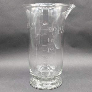Two Vintage Chemist Apothecary Etched Glass Measuring Jugs 