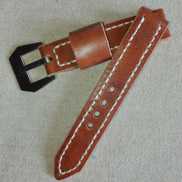 Brown leather 20/20 watch bracelet - Handmade watch strap ammo pouch-pam