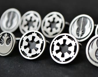 Star Wars Cufflinks Gift For Him Sci Fi Movie Cufflinks Jewelry Geek 925 Sterling Silver Cufflinks Galactic Empire Cufflinks