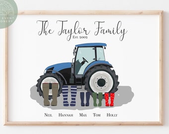 Tractor Family Welly Print, country Family Boot Print, Personalised Welly Print, Farm Family, Massey, New Holland, John Deere, Welly Family