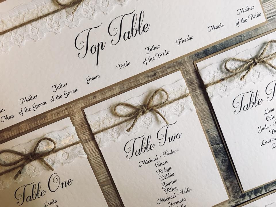 Vintage Burlap & Lace Personalised Wedding Seating Table Plan Vintage Burlap & Lace Personalised Wedding Seating Table Plan