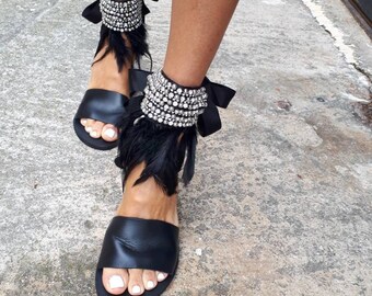 black bow handmade sandals