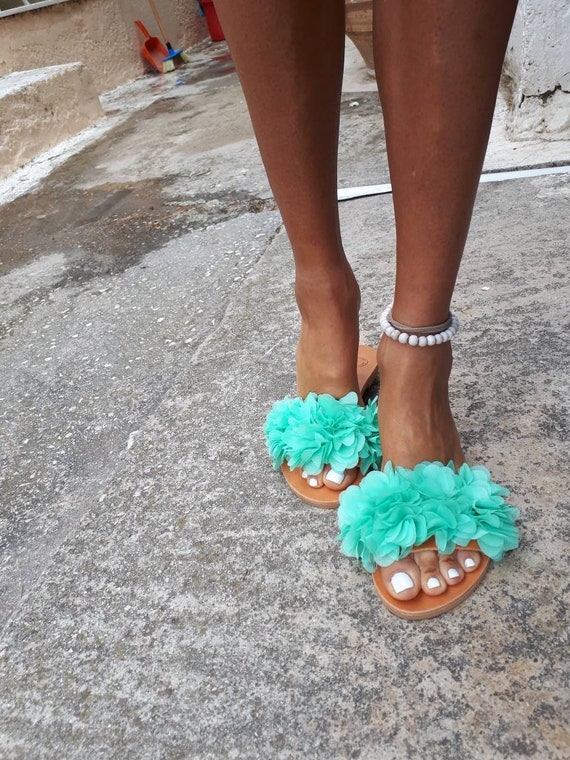 mint green flat sandals