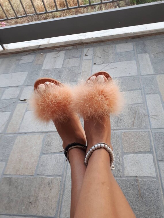 marabou slippers flat