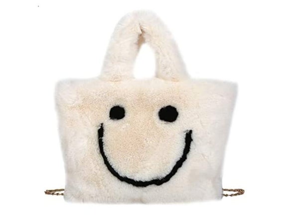 fluffy smiley face bag