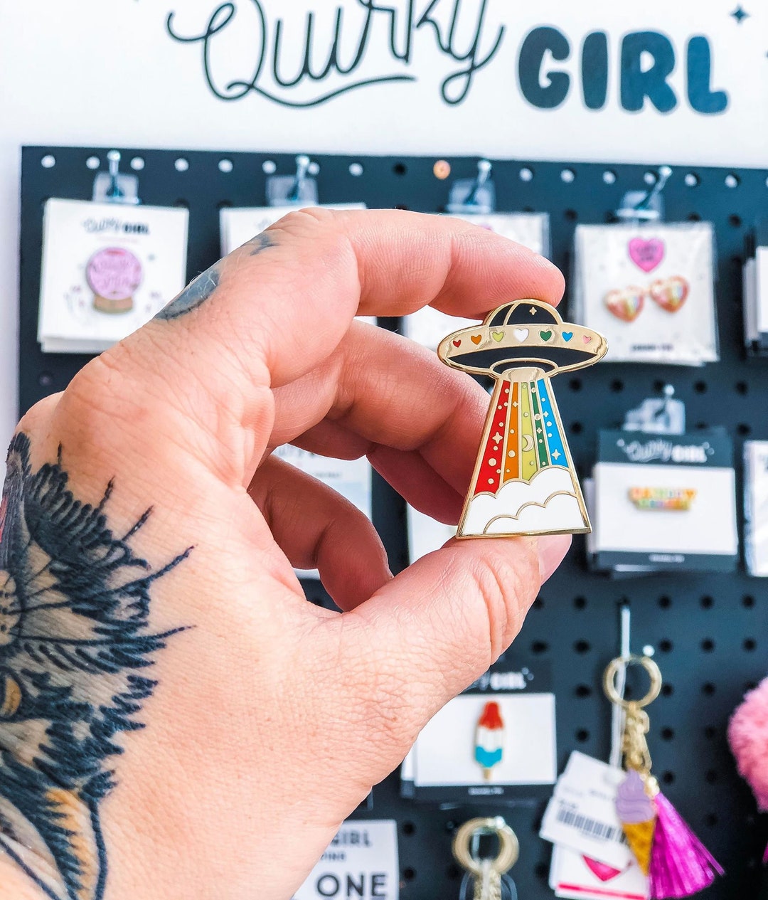 Rainbow UFO Alien Space Ship Enamel Pin - Etsy