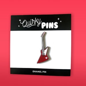 Glitter 80s Electric Guitar Enamel Pin