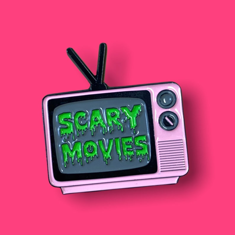 Scary Movies Vintage TV Enamel Pin image 2