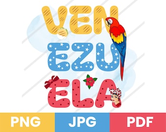 Venezuela Text Design: T-shirt PNG, JPG, PDF (Digital Download)