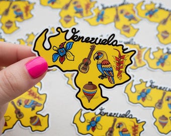 Pegatina de mapa de Venezuela / Vinilo / Arte venezolano / Diseño de Venezuela / Mapa de Venezuela
