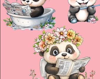 Panda Clipart – PNG Sticker, Mug Designs (Digital Download)