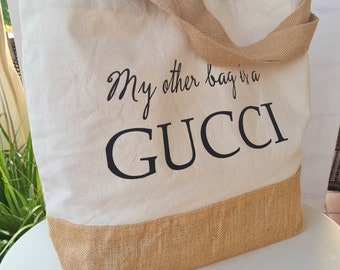 Jute Shopper/Strandtasche mit Spruch