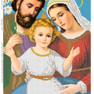 Borduurpakket kralen De Heilige Familie, kralenpakket, borduurwerk met kralen De Heilige Familie, kralenborduurwerk
