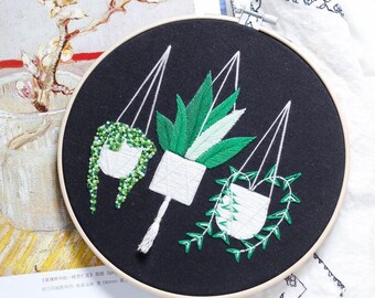 Kit de bordado de plantas: Kit de materiales para bordar a mano