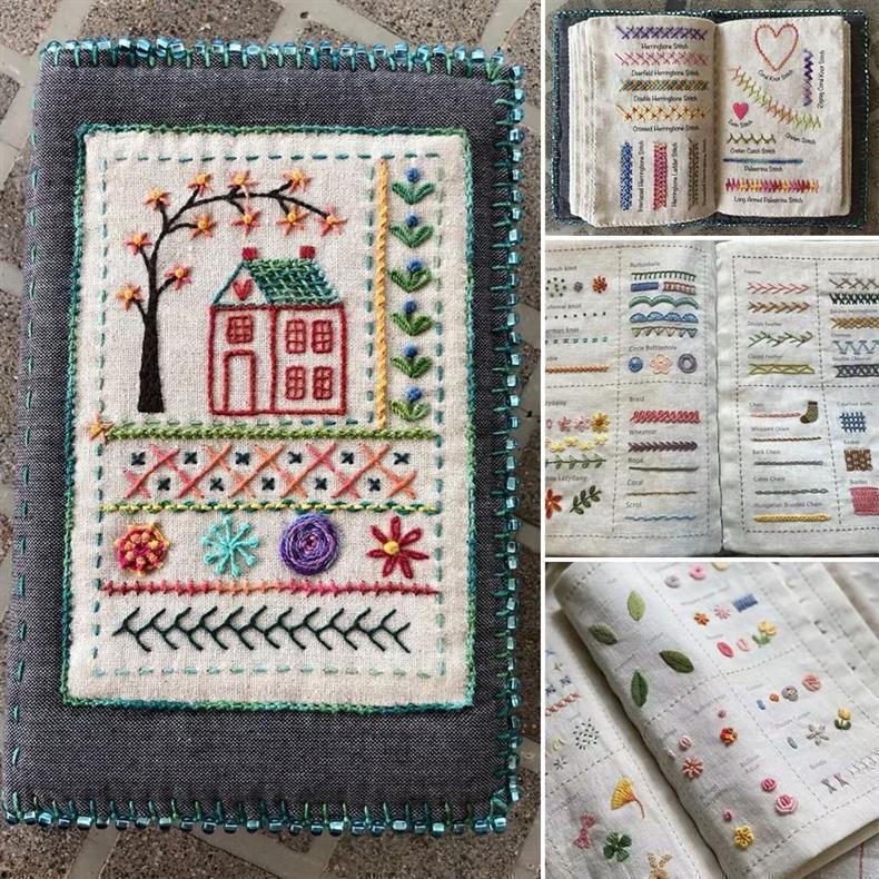 Embroidery stitch chart book. Embroidery book for begginner. Fabric book DIY embroidery