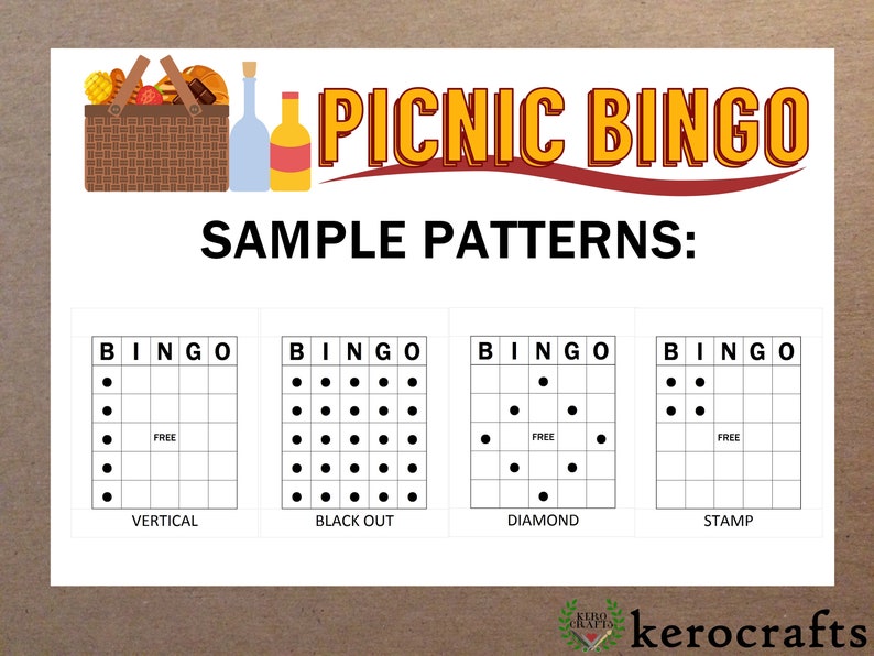 PICNIC BINGO 40 Cards Etsy