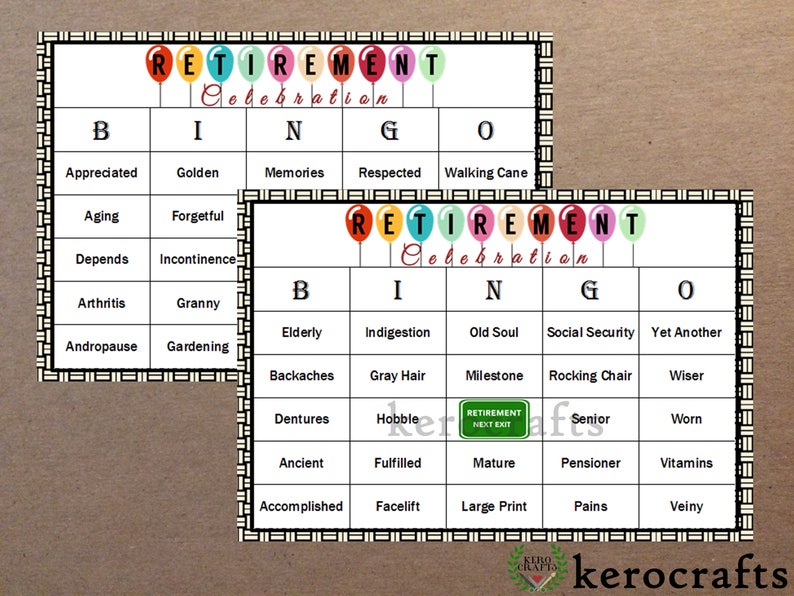 RETIREMENT PARTY BINGO 40 Cards Etsy