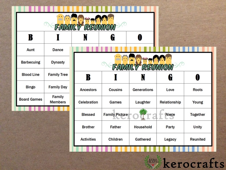 PRINTED BINGO CARD Set Etsy