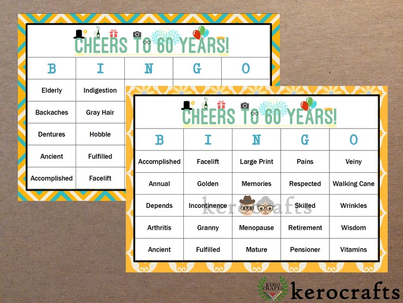 PRINTED BINGO CARD Set Etsy